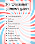 My Wondertivity Numeracy Binder DIGITAL DOWNLOAD - Wondertivity