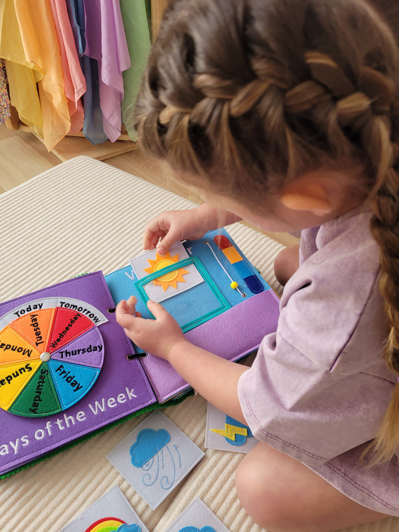 Premium hand-sewn Wondertivity felt busy book with double reinforced stitching