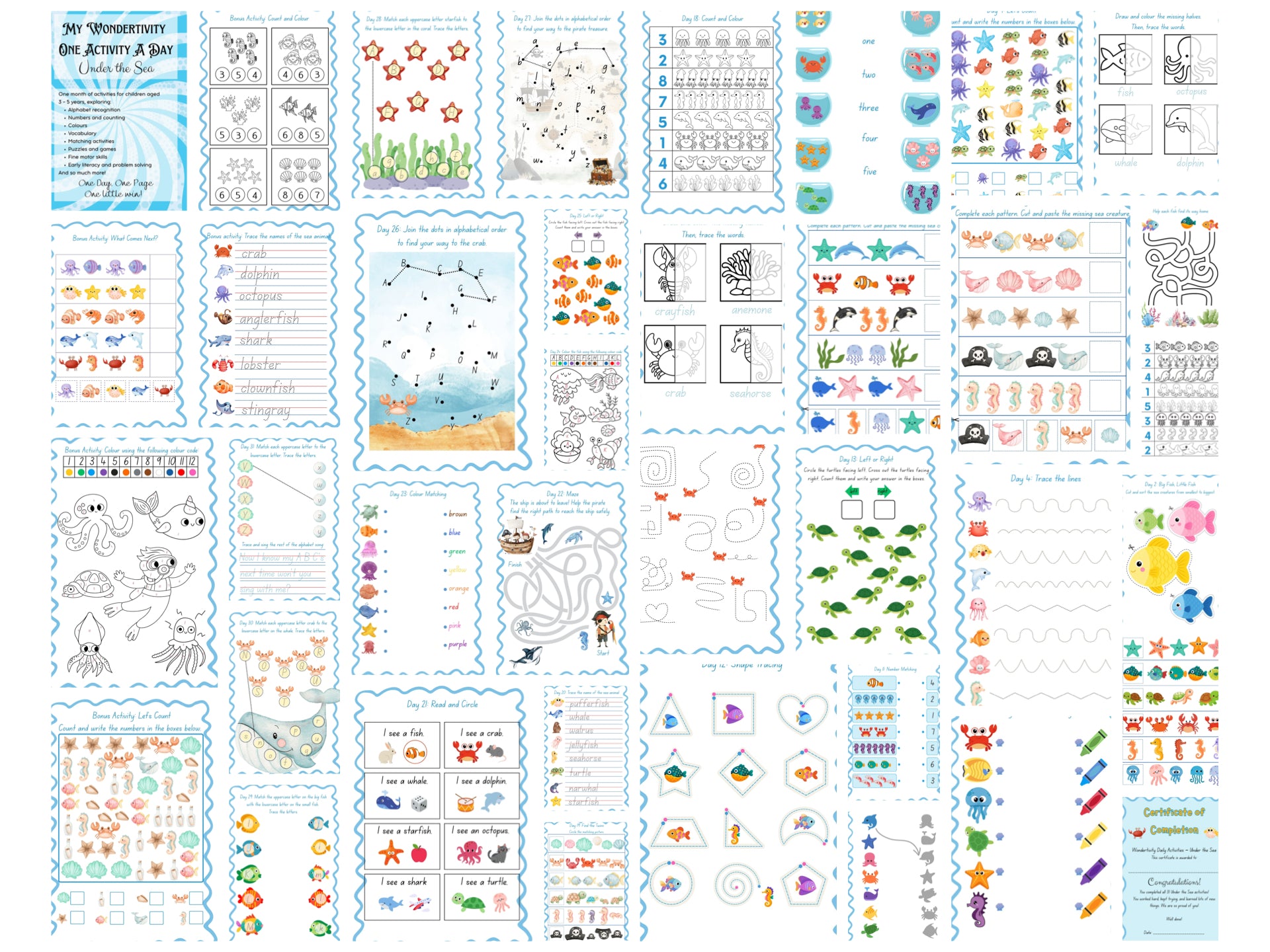 My Wondertivity One Activity a Day - Under the Sea DIGITAL DOWNLOAD