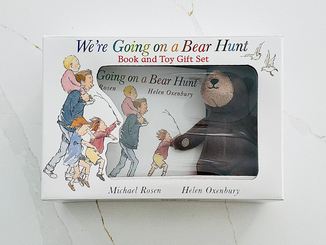 אנחנו יוצאים לציד דובים סט מתנות ספר וצעצועים מאת מייקל רוזן