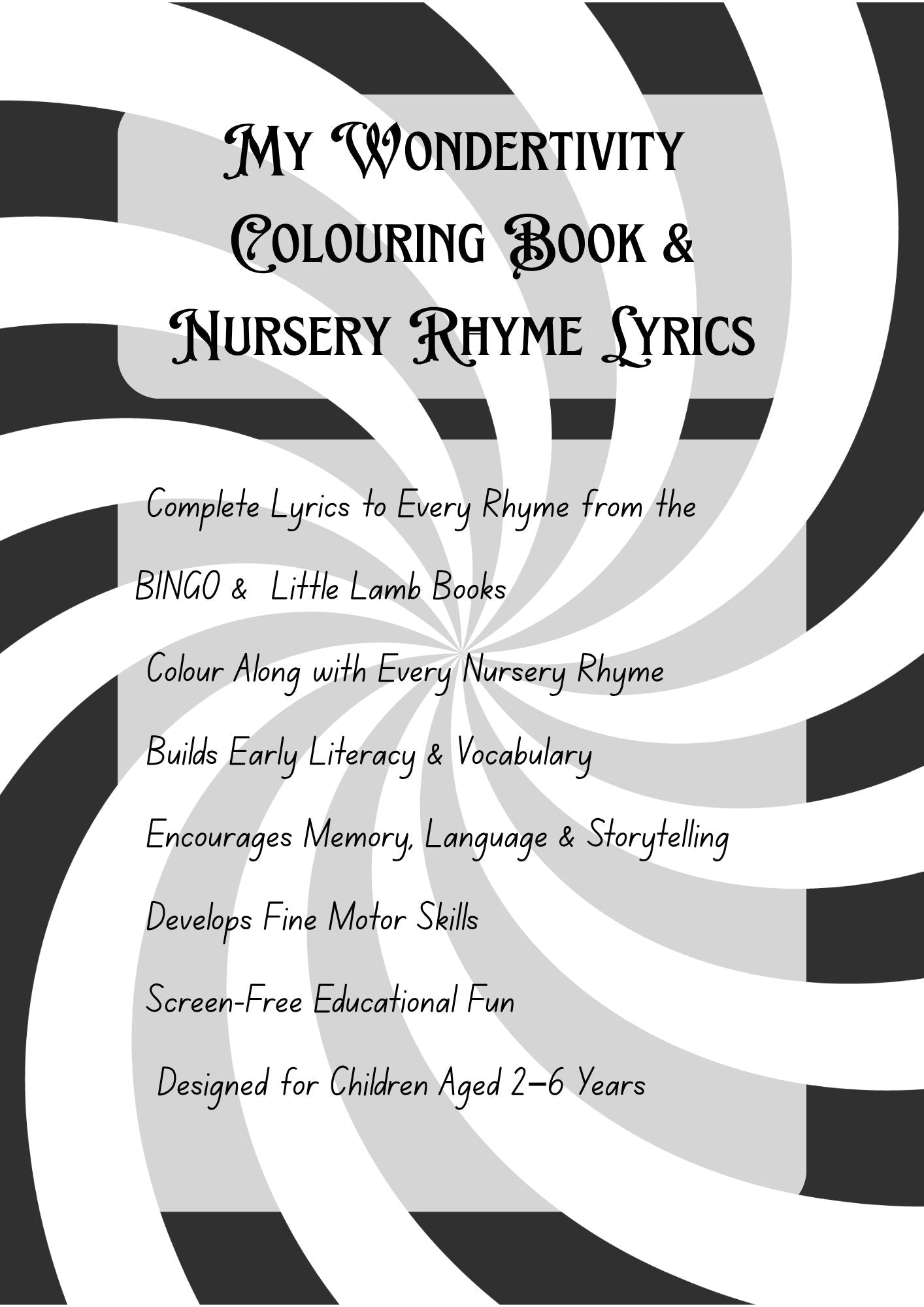 My Wondertivity Colouring Book &amp; Nursery Rhyme Lyrics DIGITAL DOWNLOAD - Wondertivity