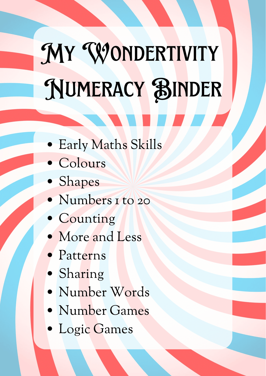 My Wondertivity Numeracy Binder DIGITAL DOWNLOAD - Wondertivity